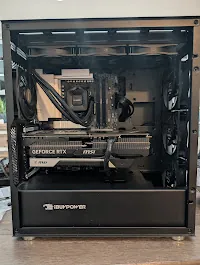 Custom PC build interior with GPU installed